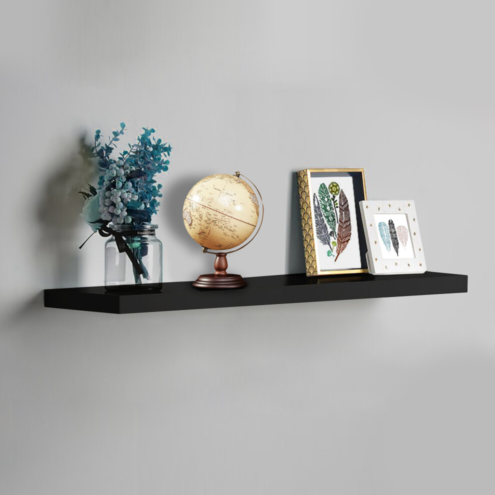 Black 110cm High Gloss Wall Floating Shelf