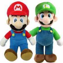 (2Pcs Mario+Luigi) Super Mario Bros Plush Doll Mario Luigi Soft Toy