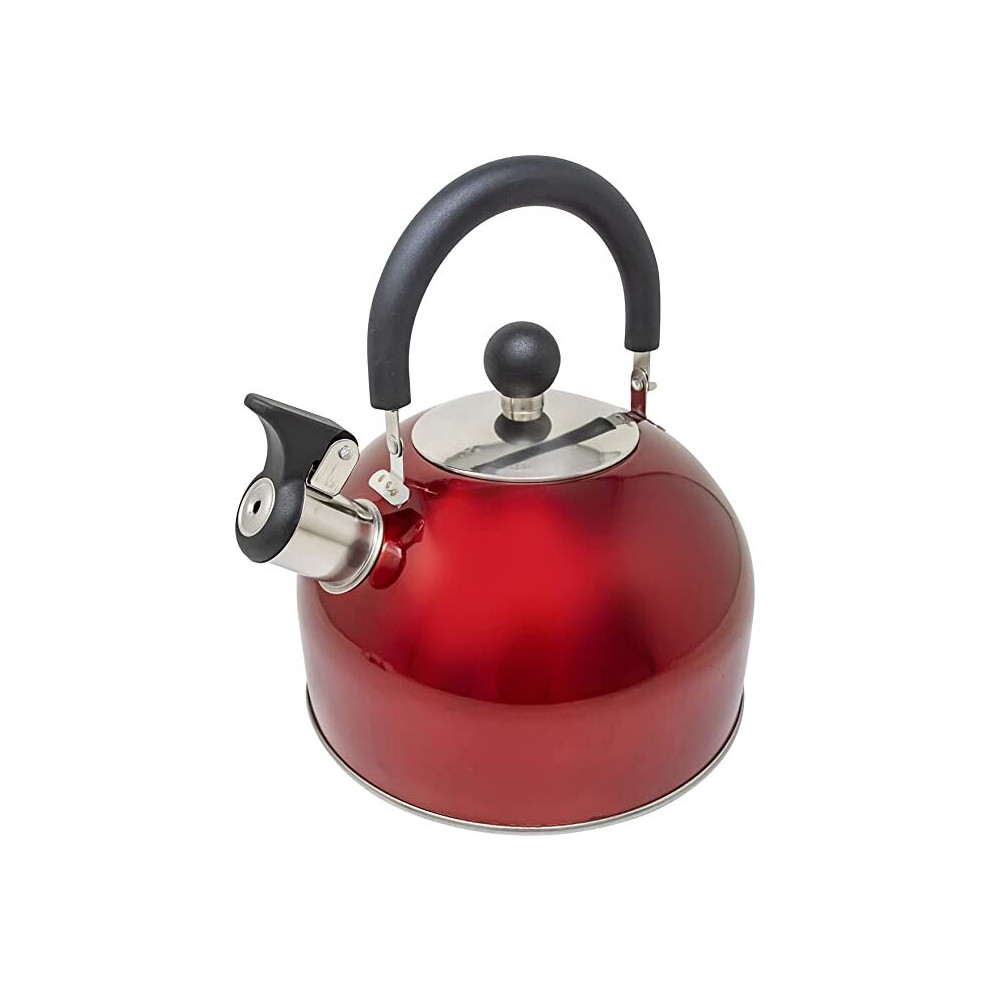 (Cream) 2.5L Stainless Steel Camping Kettle Whistling Gas