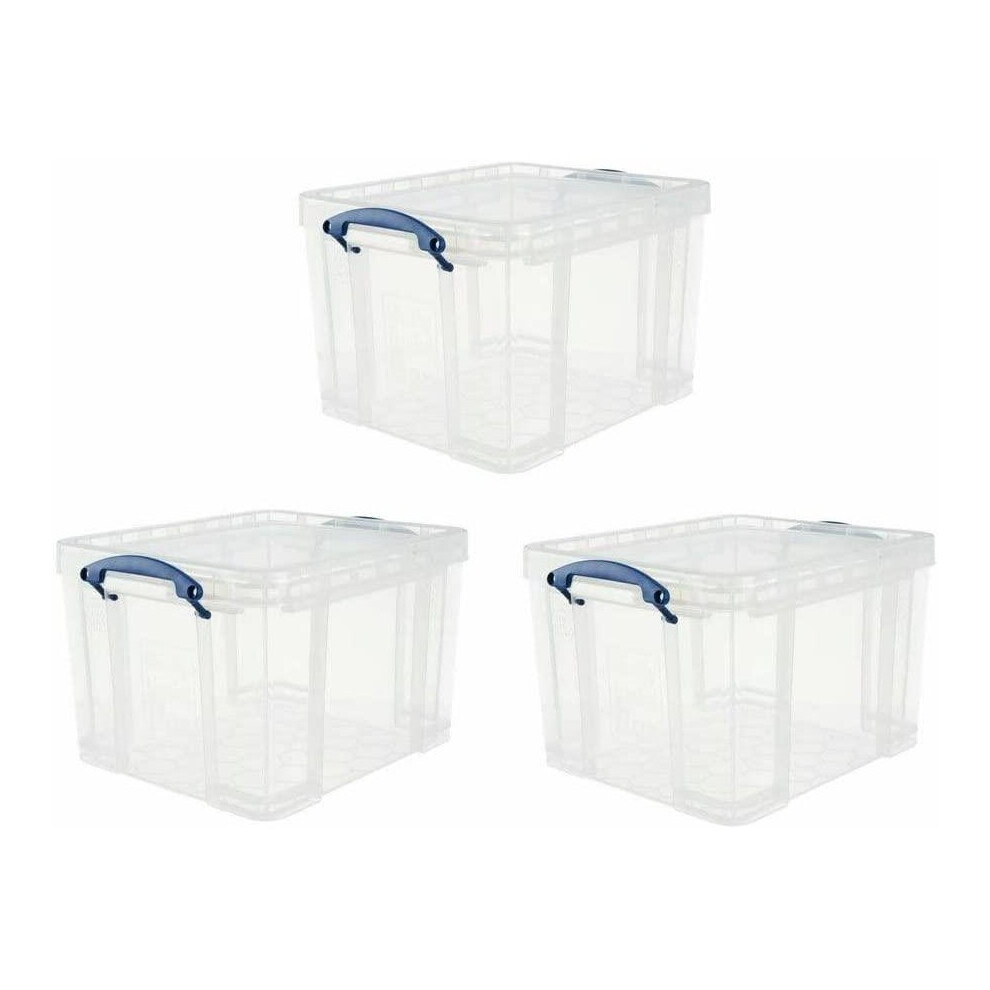 Really Useful 35 Litre Plastic Storage Box, Clear, Pack of 6 boxes