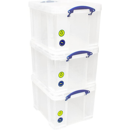 Really Useful Really Useful 35 Litre Plastic Storage Box, Clear, Pack of 6 boxes 2