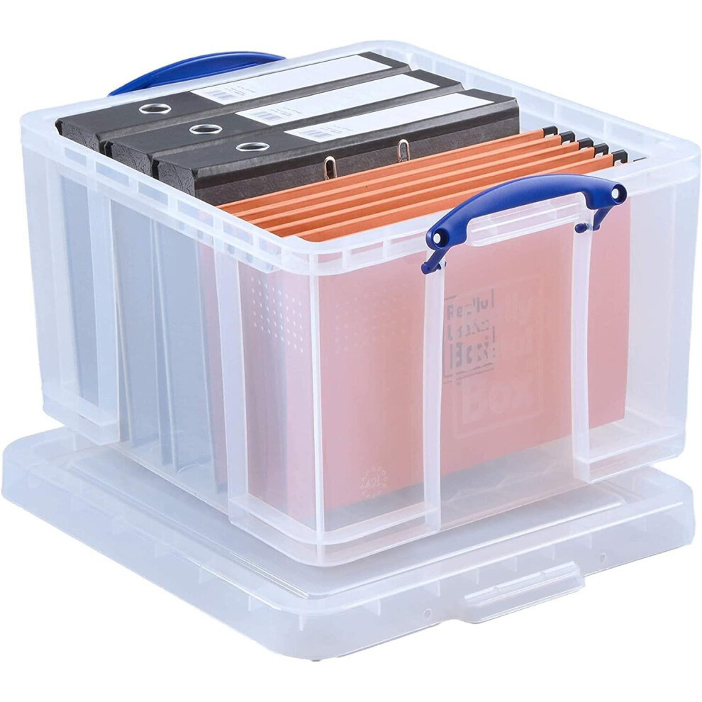 Really Useful Box 2 x 42L Capacity Plastic Storage Box W/ lockable lid - Clear