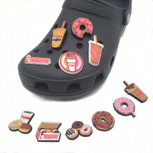 11PCS Donuts Milk Tea Croc Shoes Charm Cartoon Charm Accessories Decor