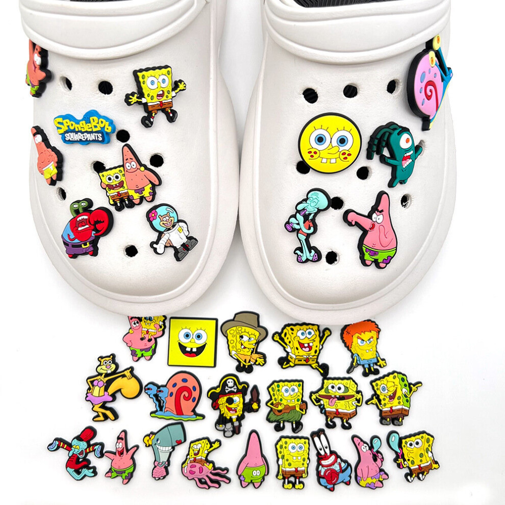 20PCS SpongeBob Croc Shoes Charm Cartoon Charm Accessories Decor