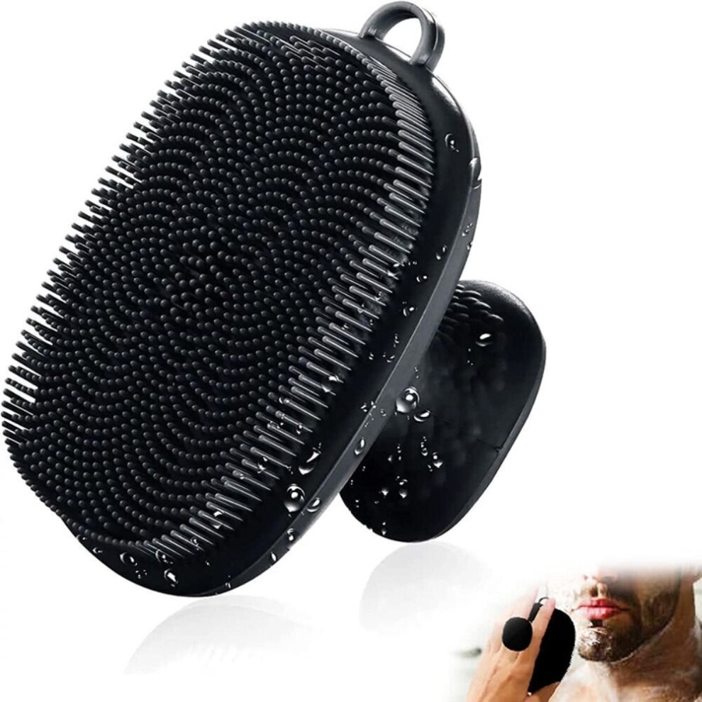 (  Black) Handheld Facial Cleansing Brush Silicone Brush Face Exfoliating Massage Scrubber