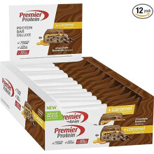 Premier Protein Bar Deluxe Chocolate Brownie 12x50g - High Protein Low Sugar + Carbohydrate Reduced + Palm Oil Free