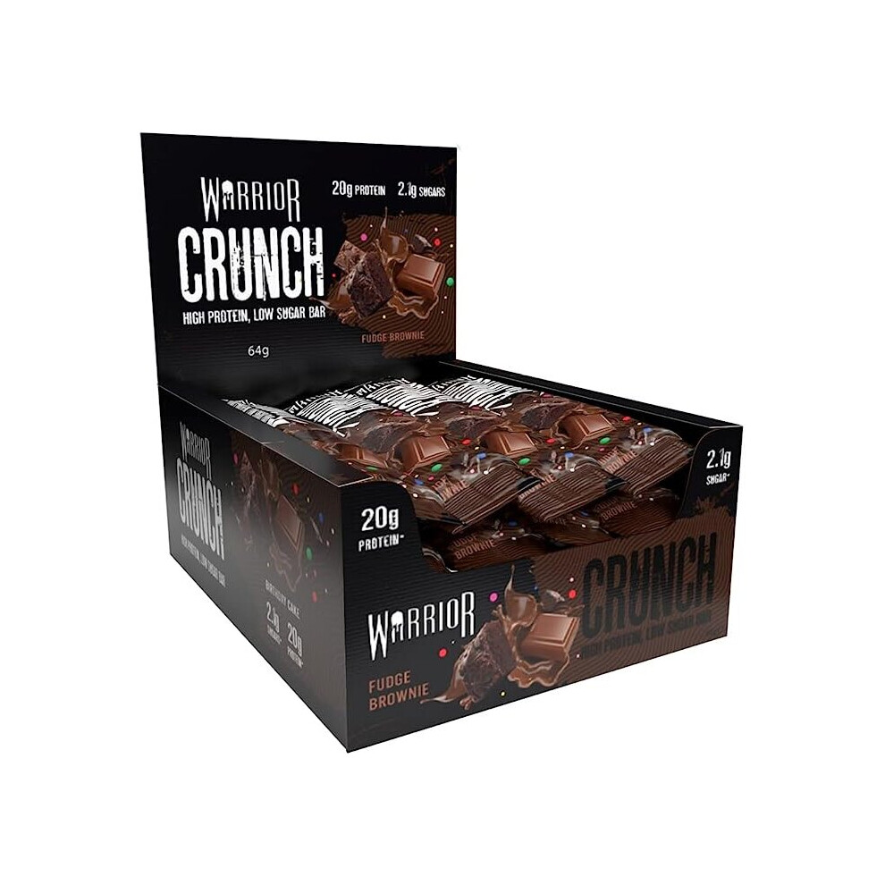 Warrior, CRUNCH -20g Protein Each Bar - 12 Pack x 64g, Fudge Brownie