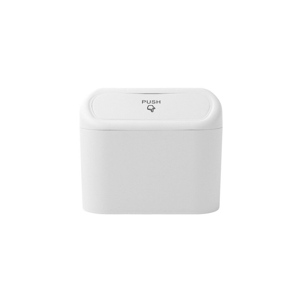 (White) Hanging Mini Car Trash Can,Wastebasket Trash Can with Lid, for Car Office Home,Auto Storage Bin
