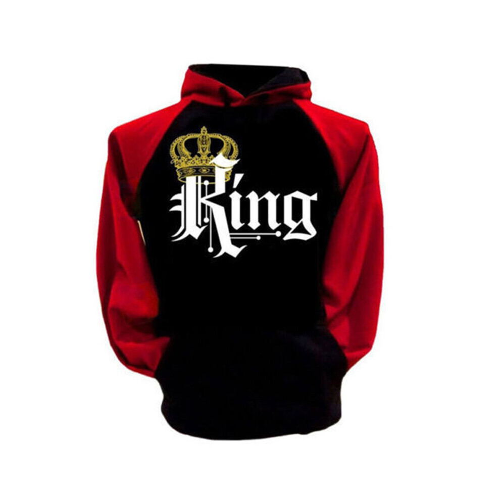 (King, XL) Women Men Hoodies Jumper King Queen Crown Couples Matching Sweatshirts Pullover