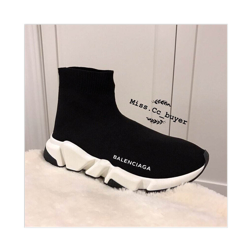 (Black, UK 8.5=EUR 43) Women Designer Style Knit Speed Sock Runner shoes