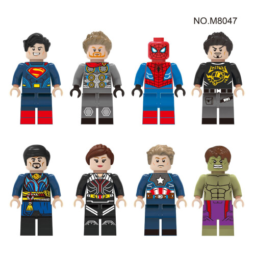 (Style A 8pcs) Marvel Avengers Super Hero Comic Mini Figures Dc Minifigure Gift Fits Lego 2