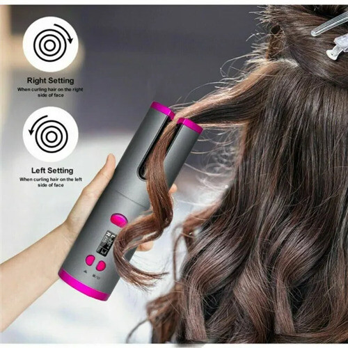 Ceramic Hair Curler LCD Display Cordless Rotating Waver Curling Iron 1