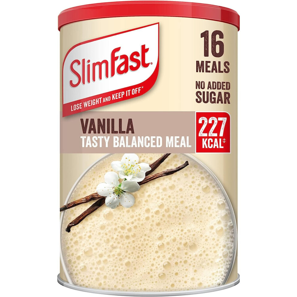 SlimFast Balanced Meal Shake, Healthy Shake for Balanced Diet Plan Vitamins Minerals High Fibre Meal Replacement Vanilla Flavour 16 Servings 584 g