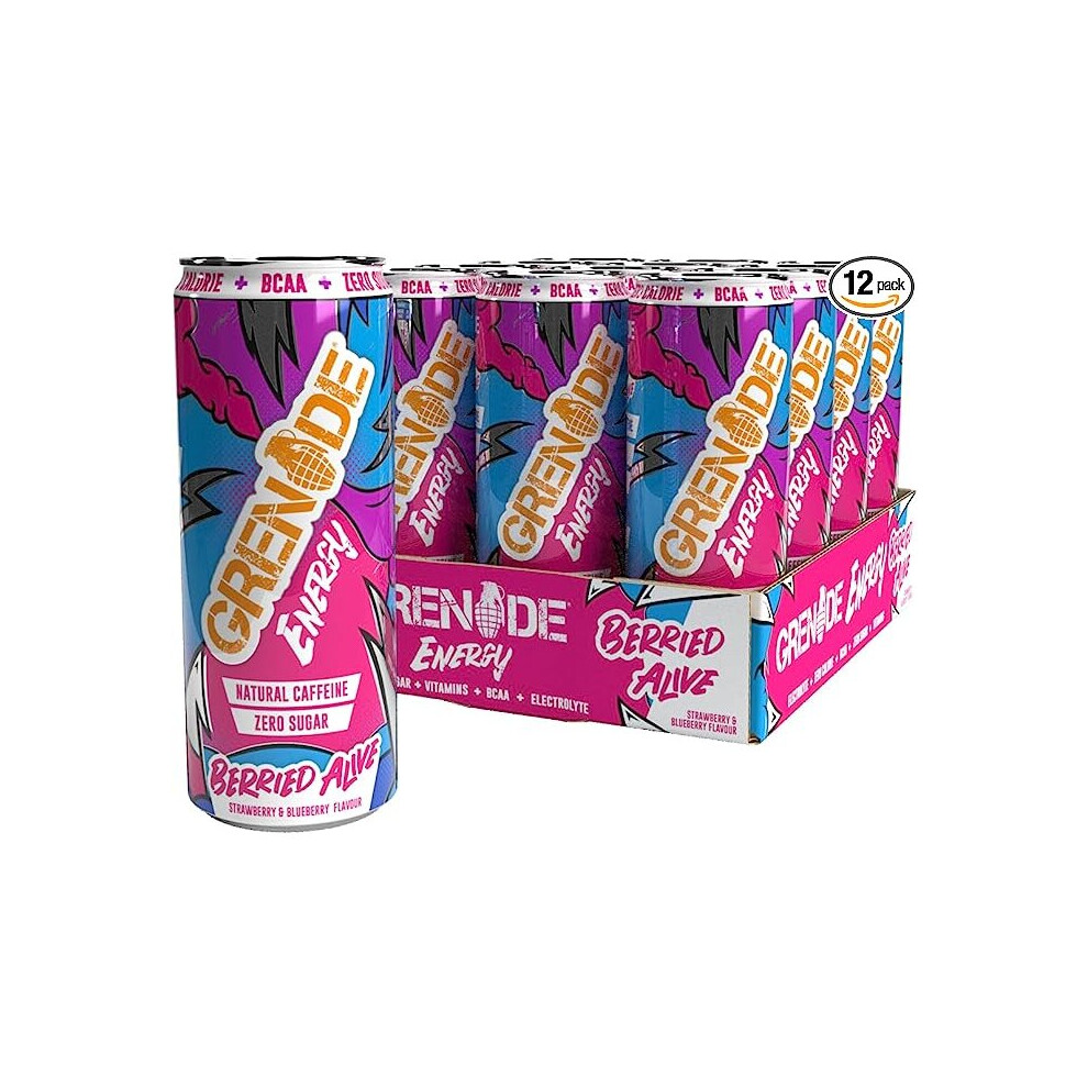 Sugar Free Energy Drink - Berried Alive, 330 Ml (Pack Of 12) Grenade