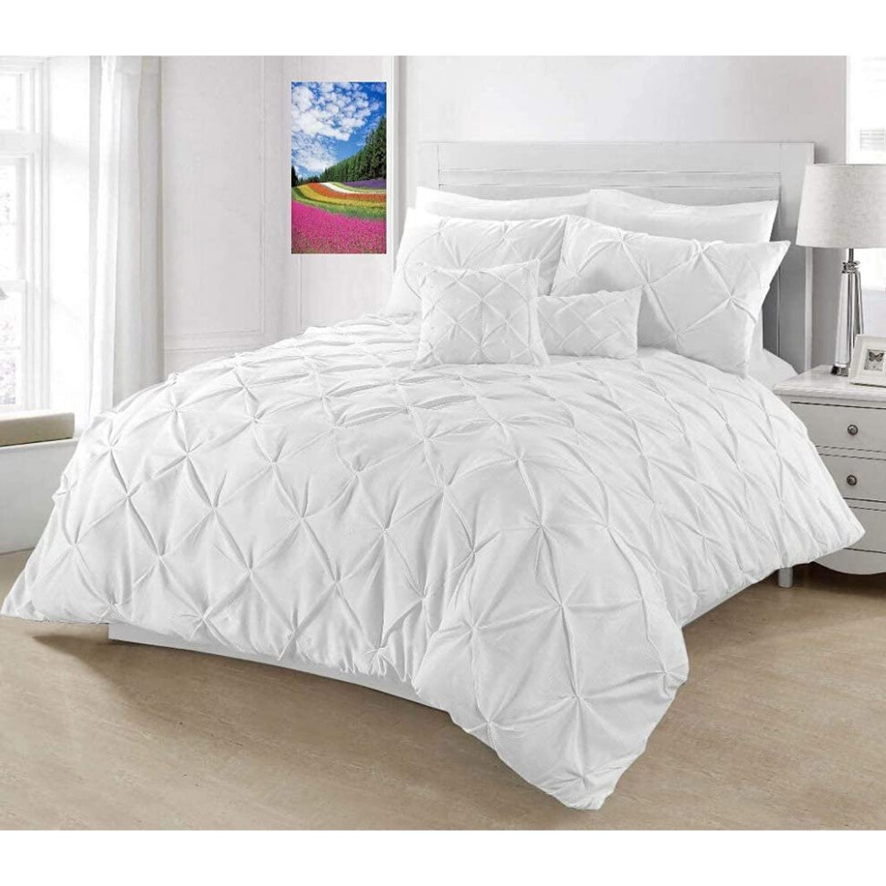 (White, Super King) Pintuck Duvet Cover Set wiht Pillowcases Quilt Covers