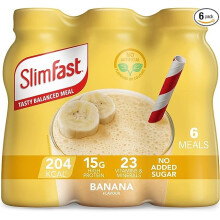 SlimFast Ready To Drink Shake, Tasty, Balanced Shake with 15g protein, 23 Vitamins and Minerals and No Sugar, Banana Flavour, 6 x 325 ml Multipack,