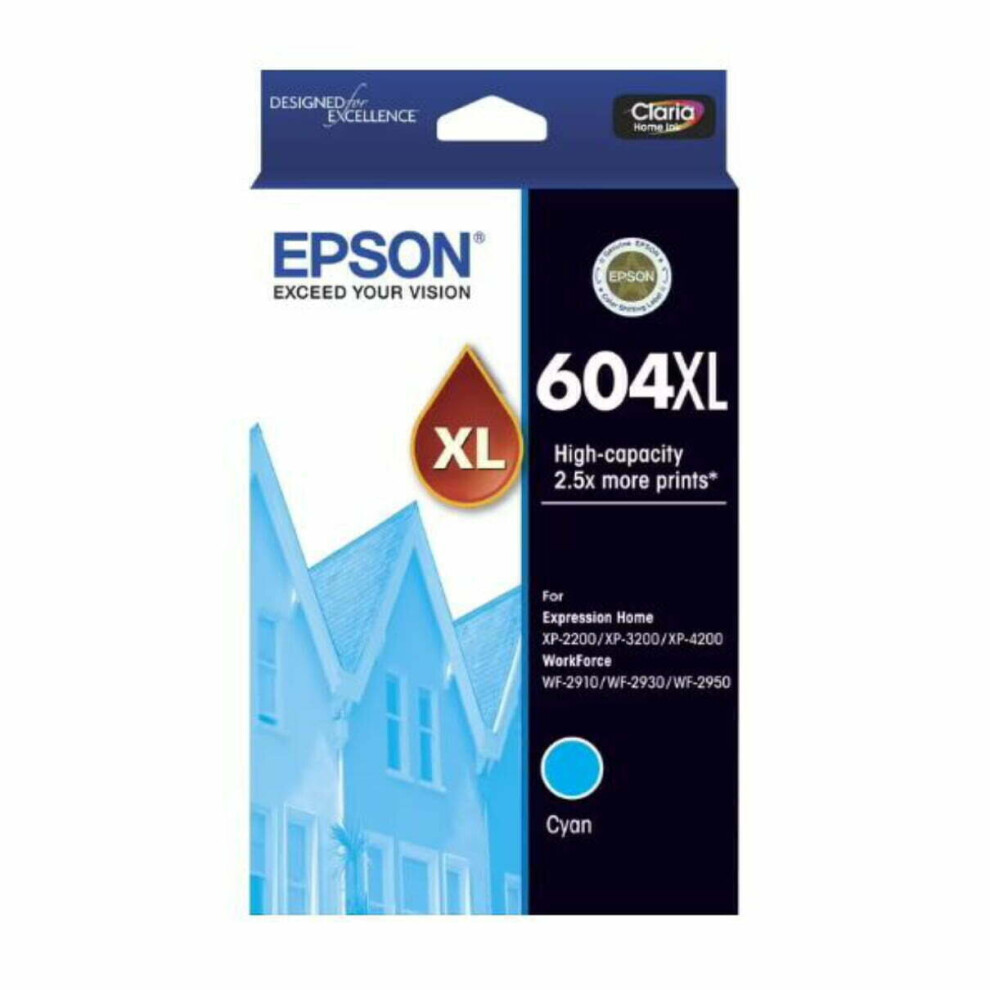 Epson 604XL Cyan High Yield Ink Cartridge Toner C13t10h292 Blue