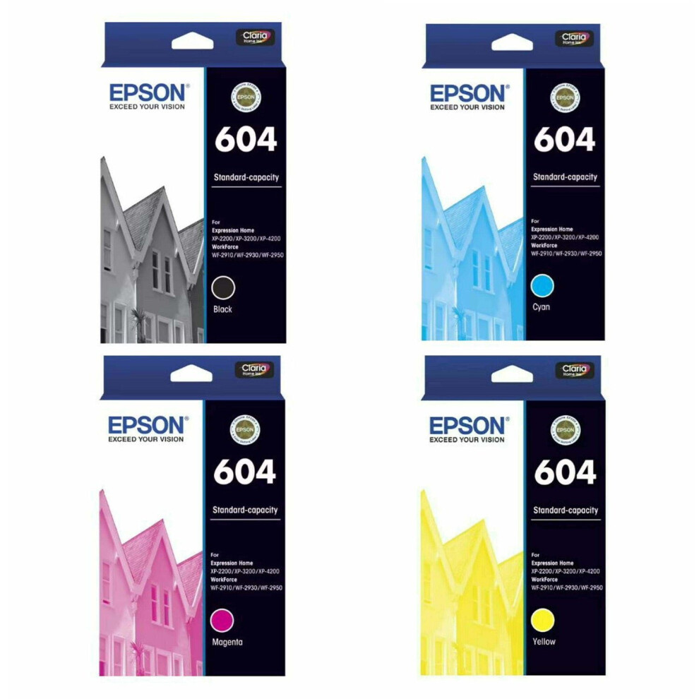 Epson 604 Black Cyan Yellow Magenta 4 Ink Cartridge Toner Value Pack