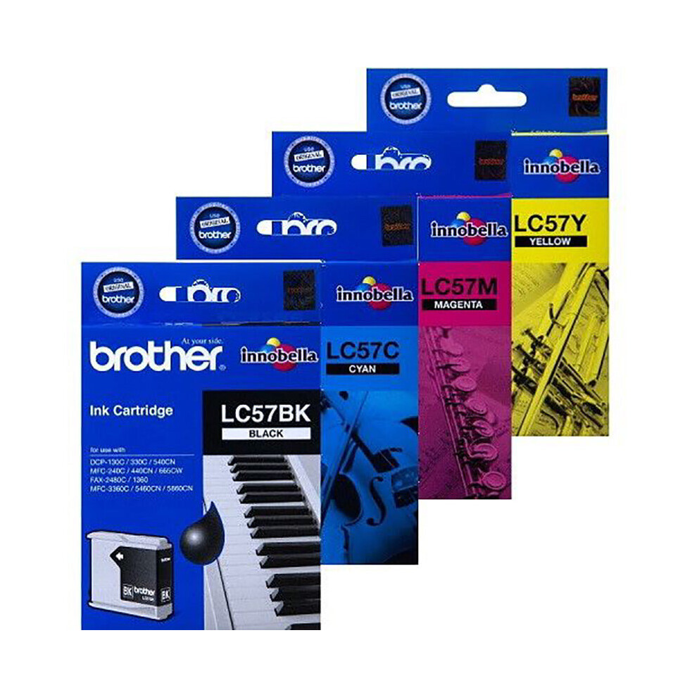 Brother LC57 Toner 4 Ink Cartridge Black Cyan Magenta Yellow Value Pack