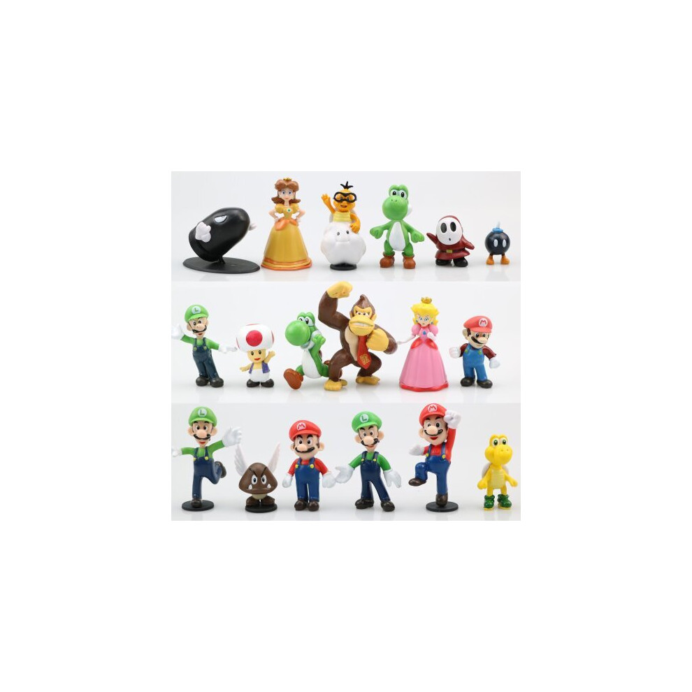Doyarbim (18Pcs-A) Super Mario Bros. Dolls Yoshi Princess Luigi Odyssey Donkey Children's Gift Peach
