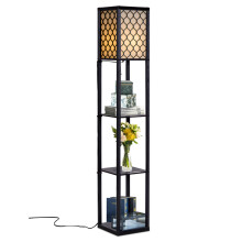 Floor Lamp Freestand Bedside Lounge Light E27 w/3 Tier storage Shelves