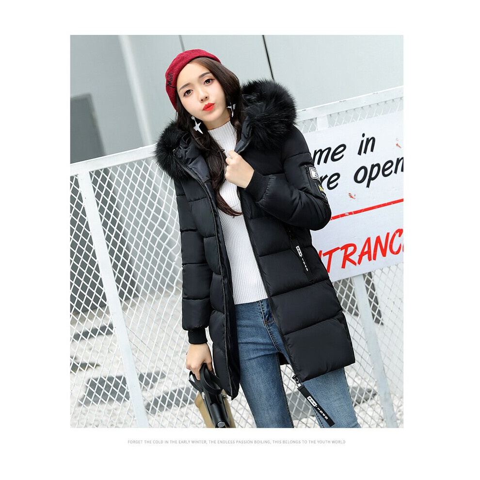 (Black, UK 16) Women's Winter hooded Padded jacket Cotton jacket