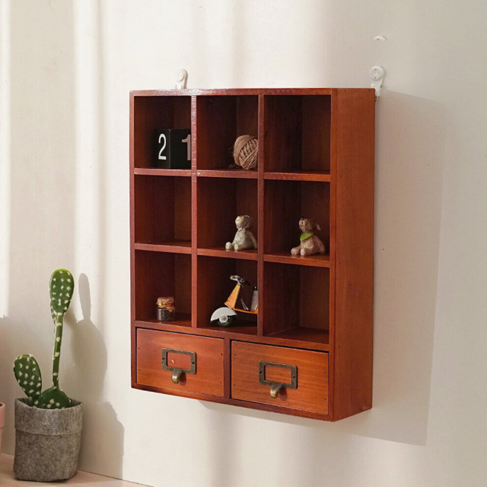 Retro Wooden Organizer Box with Drawer
