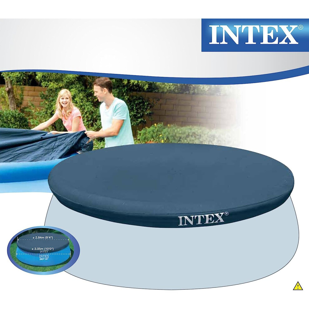 Intex 10 foot (3.05 m) Easy Set Swimming Pool Cover 28021. Round cover measures 2.8 m, (9.4 ft) suitable for Intex pools with base diameter of 3.05 m