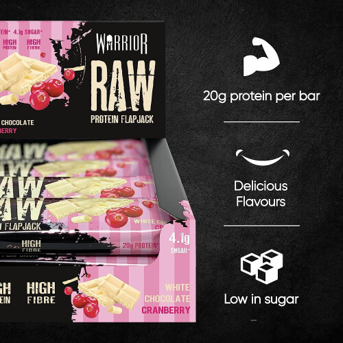 Warrior Warrior Raw Protein Flapjack White Chocolate Cranberry 12X75G 2
