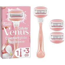 Gillette Venus ComfortGlide Spa Breeze Women's Razor 3 Razor Blade Refills 2 Shaving Gel Bars For A Comfortable Shave Packaging May Vary