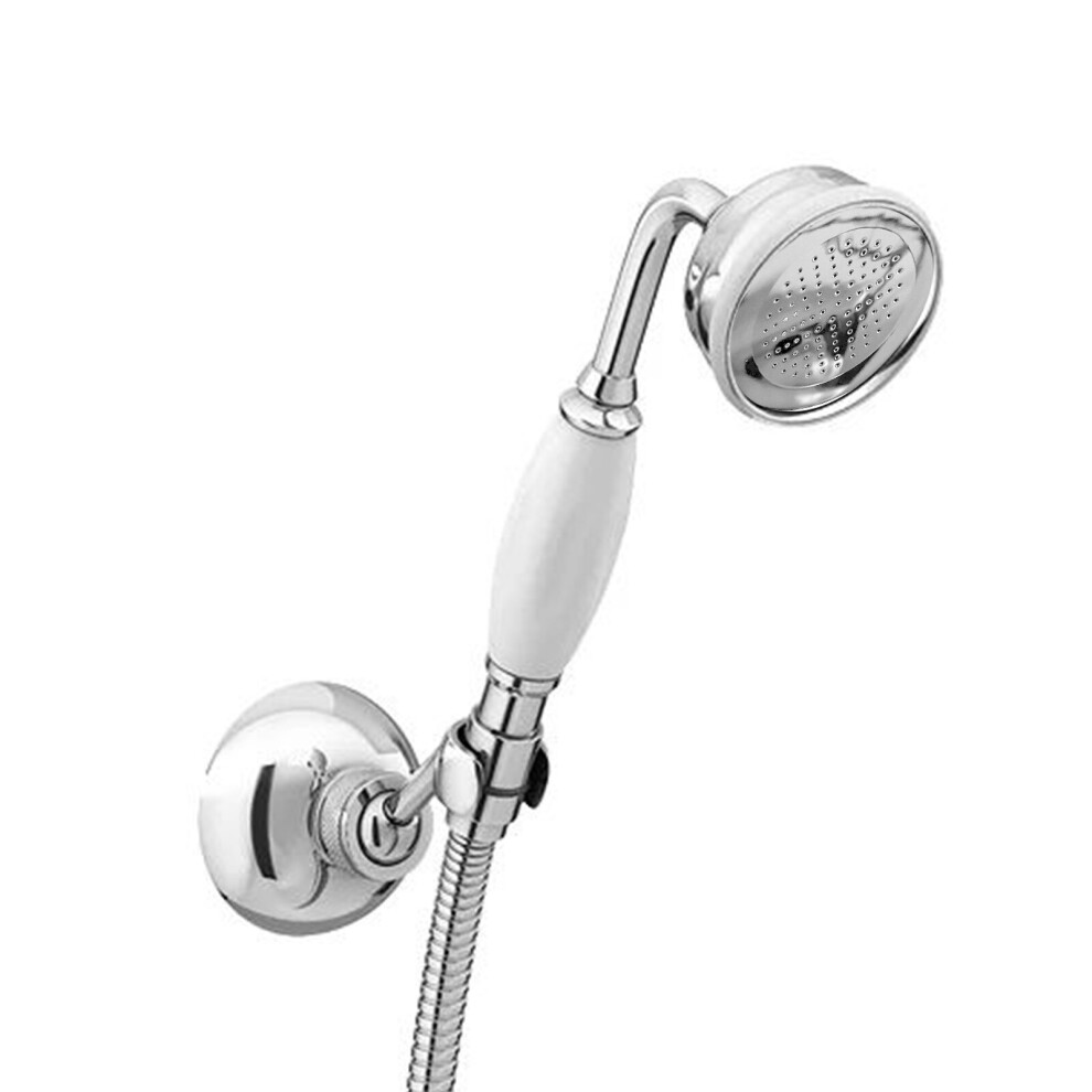 Wall Mounted Traditional Bathroom Shower Handset with Hook & Hose