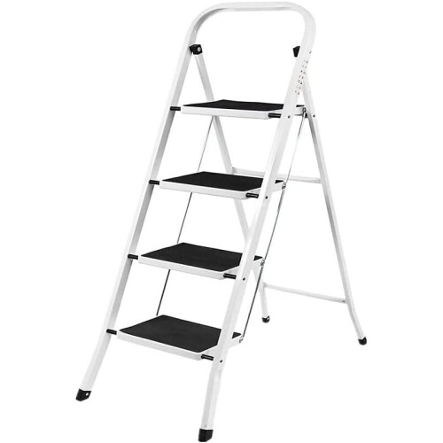 Portable Foldable 4 Step Steel Ladderheavy Duty Steelnon Slip Tread Stepladder Safety Folding 7157