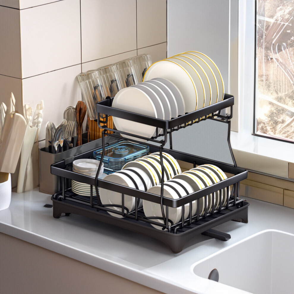 Steel Dish Rack with Utensil and Glass Holder