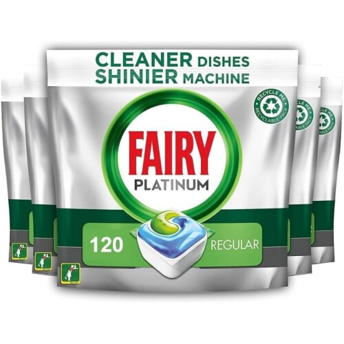 Fairy Platinum AllInOne Dishwasher Tablets Bulk, 120 Tablets (24 x 5), Original, With Anti