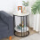 (Black Legs White Top,2 Tier) Marble Coffee Table Modern Round Side End Table 1