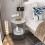 (Black Legs White Top,2 Tier) Marble Coffee Table Modern Round Side End Table 3