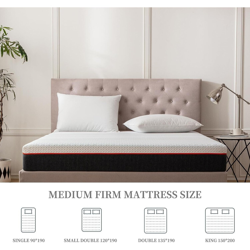 (Double (135 x 190 x 16cm)) KONO Double Mattress Memory Foam Mattress Bed Mattress Medium Firm for Body Support whith Breathable and Soft OEKO-TEX Fab