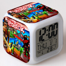 (Blue) Roblox Printing Alarm Glowing Led Color Change Digital Colorful Luminous Clock