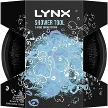 Lynx 2-Sided Shower Tool with 2 Scrubbing Options - Soft & Scrub Side, 1-Piece Black (Shower Sponge)