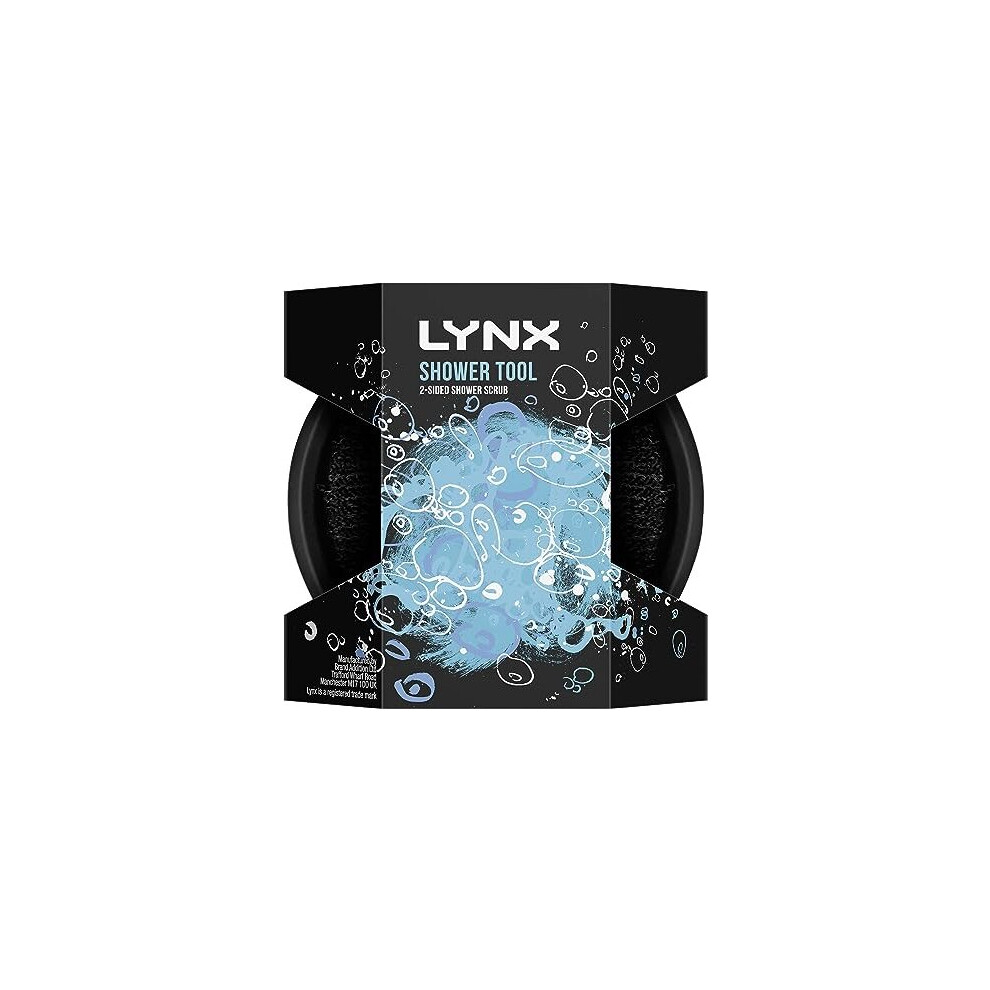 Lynx 2-Sided Shower Tool with 2 scrubbing options shower sponge for a better clean 1 piece, Black