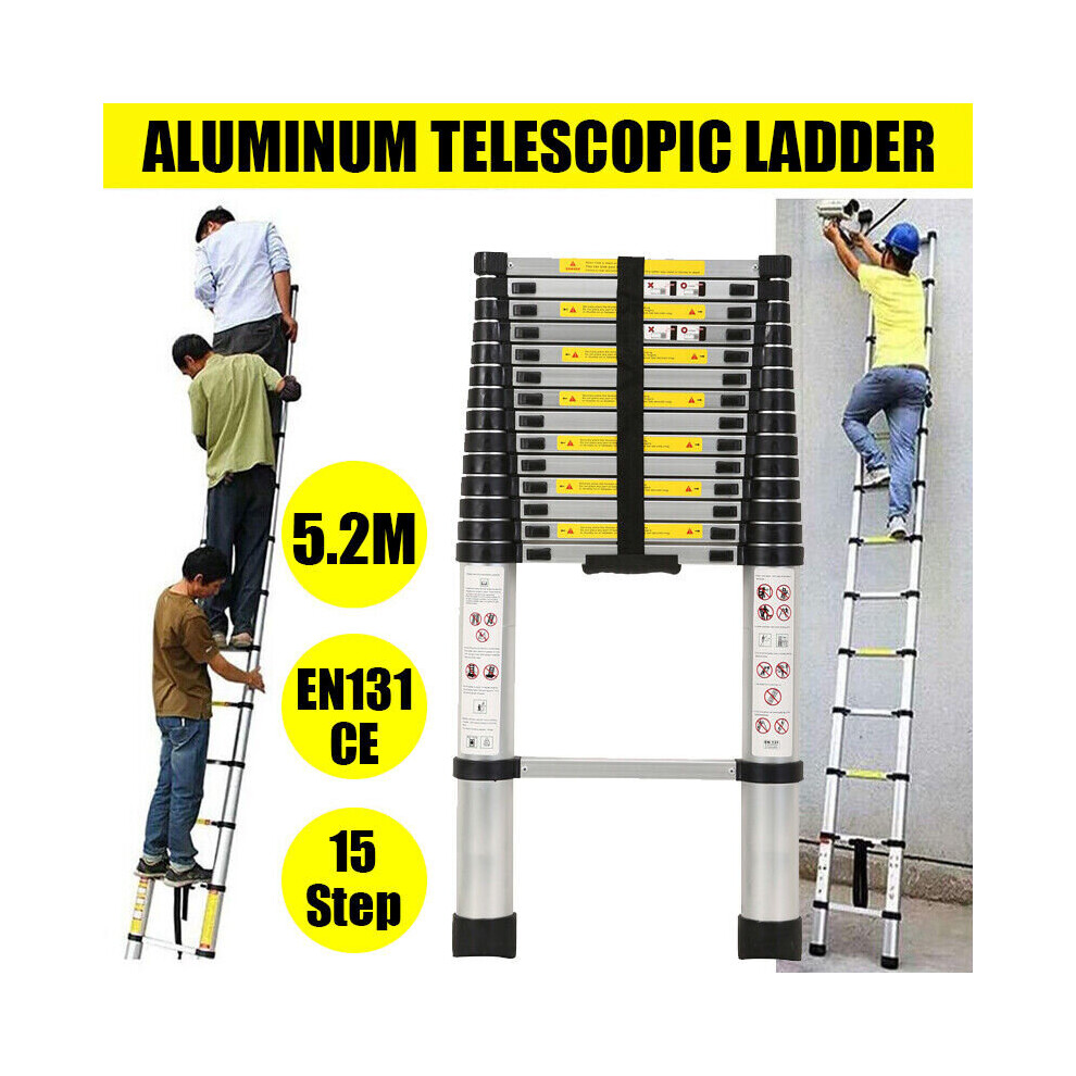 5.2M Telescopic Ladder Straight Aluminum Multi Purpose Extendable Step