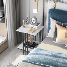 (Black Frame White Top) Metal Frame Square Coffee Table Sofa Side Table