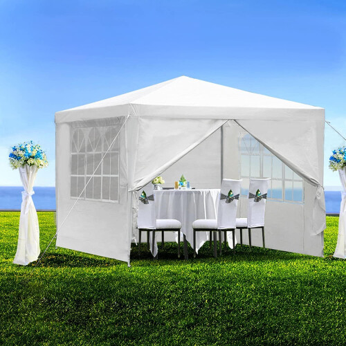 (3x3m White Gazebo Garden Party Tent wth 4 side panels ) 3x3m 3x4m ...