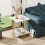 (Gold Frame White Top) Metal Frame Square Coffee Table Sofa Side Table 2