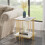 (Gold Frame White Top) Metal Frame Square Coffee Table Sofa Side Table 1