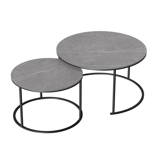 2 Premium Round Nesting Coffee Table Thicken Metal Stacking Side Table 2