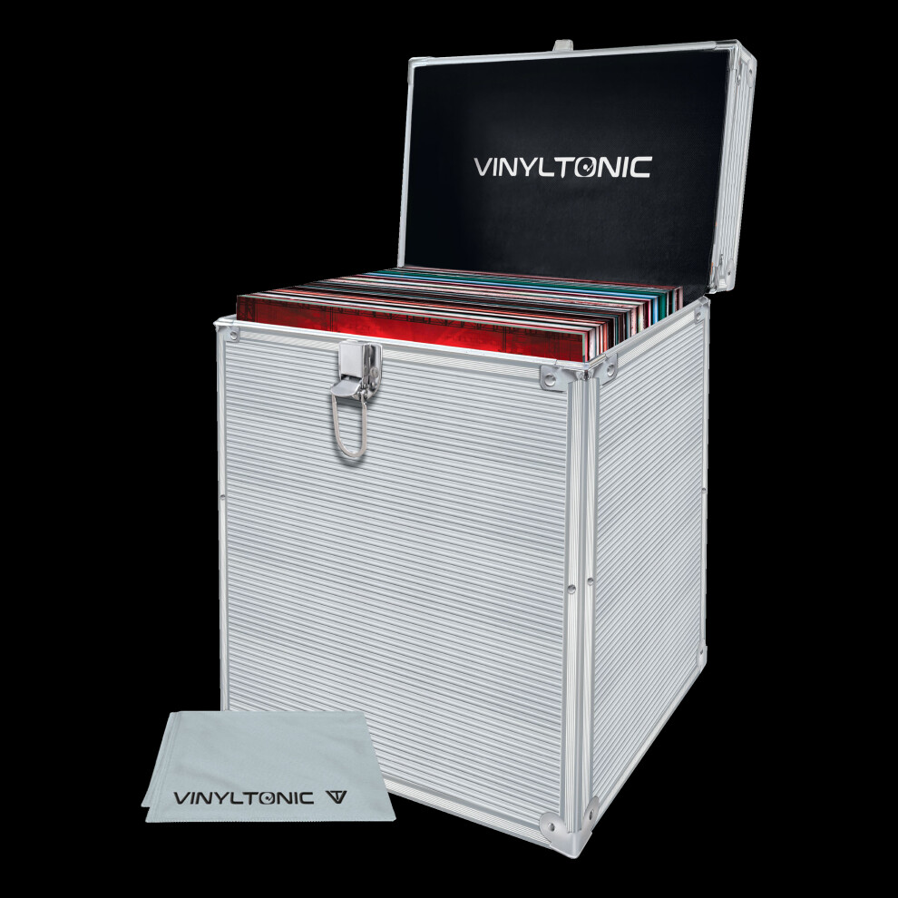 (Silver) Vinyl Tonic 12" Vinyl Record Storage Case With Cloth Silver 5060450973984