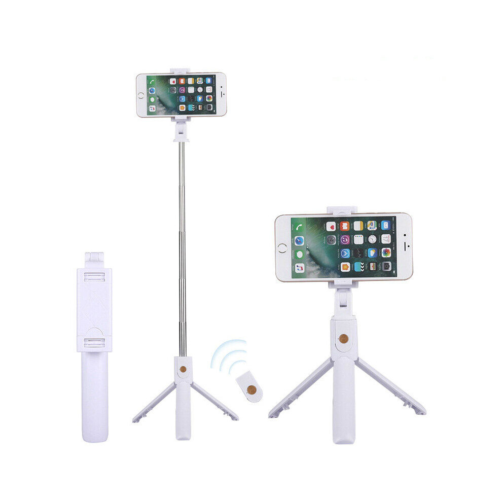 (A-K07 ) 3 In 1 Wireless Bluetooth-Compatible Foldable Handheld Monopod Shutter Remote Extendable Mini Tripod Selfie Stick For Phone White 4852056949439