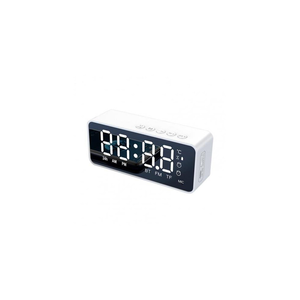 (A-G50 ) Wireless Bluetooth Speaker Fm Radio Sound Box Desktop Alarm Clock Subwoofer Music Player Tf Card Bass Speaker Boom For All Phone White 4851195379152