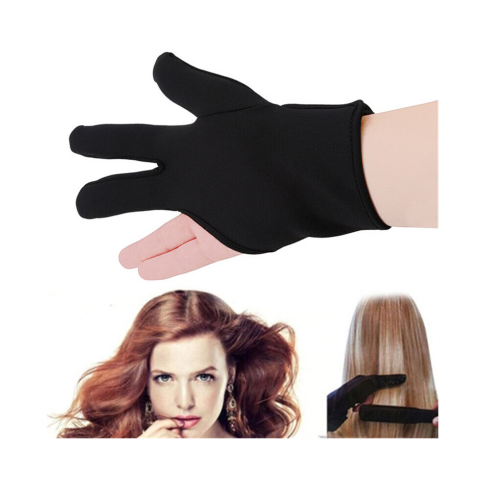 Dechoicelife Black (A-1Pair) Heat Resistant Three Fingers Glove Hair Straightener Curling Hairdressing 3 Finger Gloves Hair Styling Tools